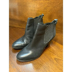 Antonio Melani Black Leather Studded Bootie Heels Women’s 9 Grunge Witch Biker